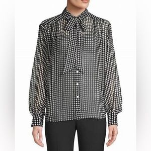 Kate Spade Black and White Houndstooth Blouse